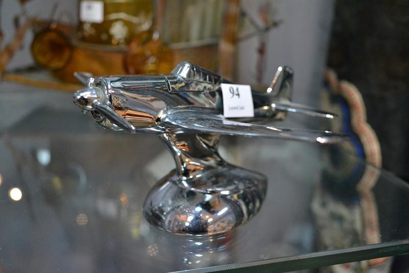 Appraisal: 'S CHROME AEROPLANE SHAPED TABLE LIGHTER FAULTS TO PROPELLER