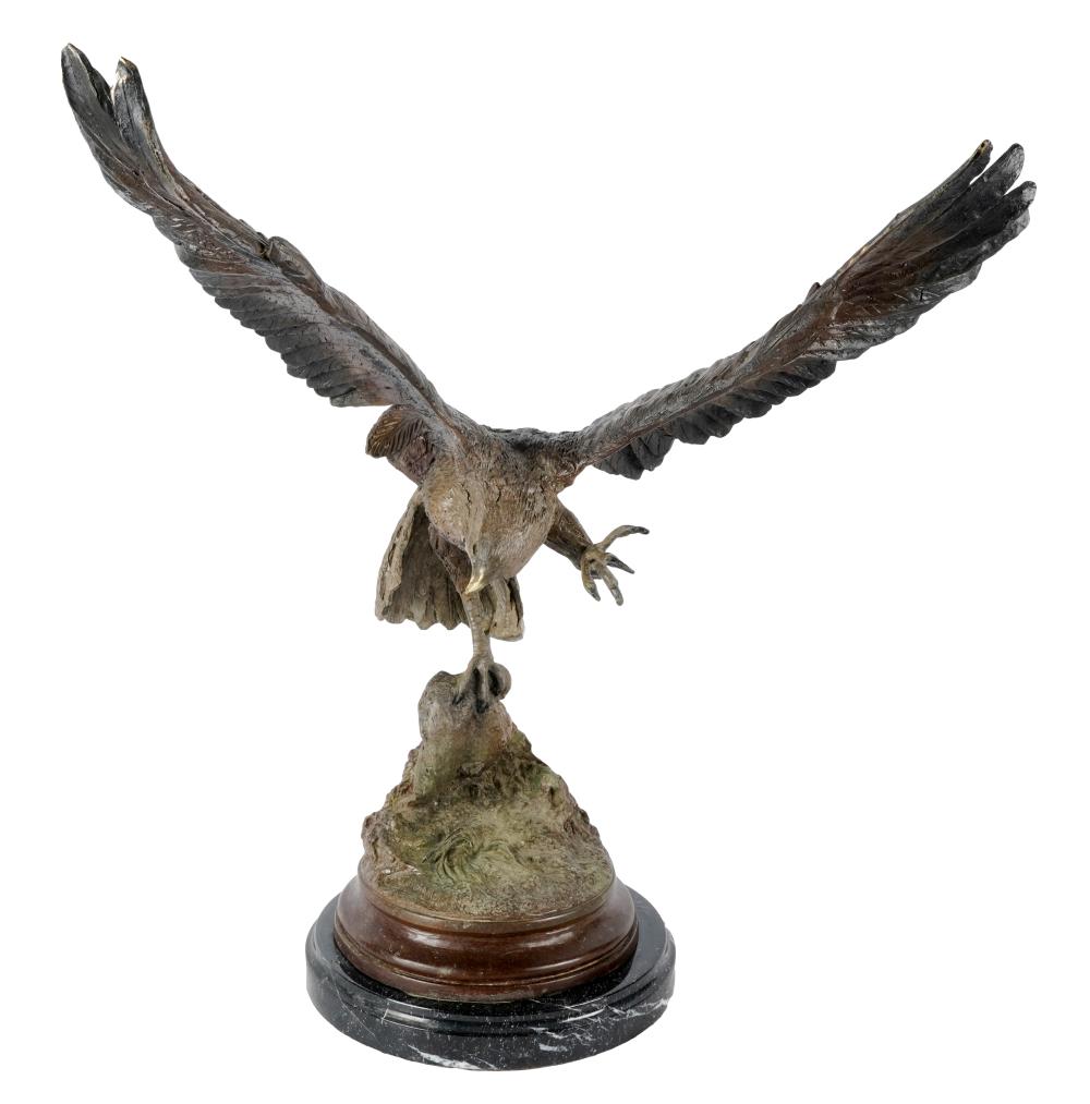 Appraisal: AFTER JULES MOIGNIEZ EAGLEmounted on marble base signed in casting