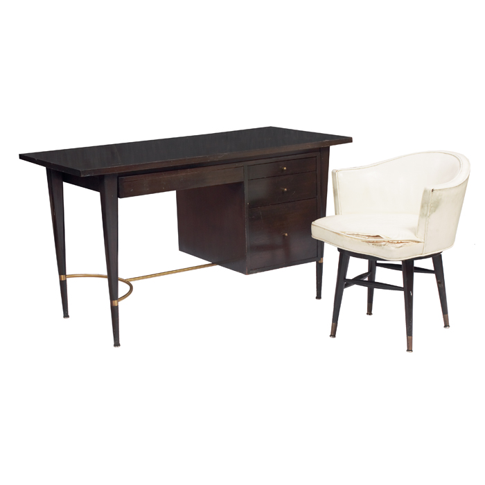 Appraisal: Paul McCobb desk and chair by Calvin s dark mahogany