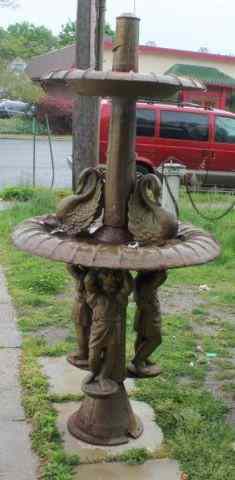 Appraisal: Iron Tier Figural Fountain with Swans From a Queens NY