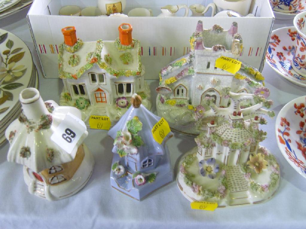 Appraisal: A th century Staffordshire type model of a cottage with