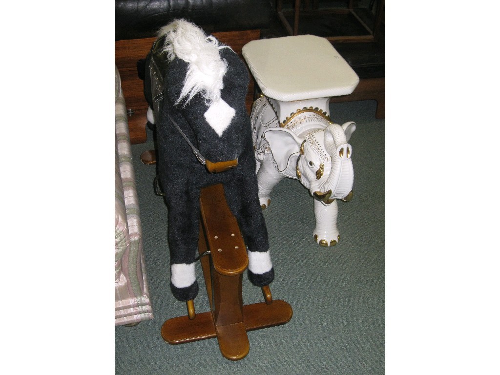 Appraisal: Lot comprising rocking horse and an 'elephant' table