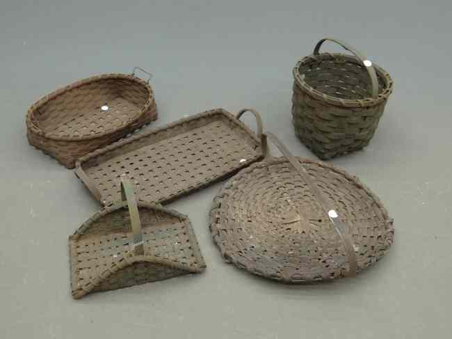 Appraisal: Lot five th c baskets some in old paint surface