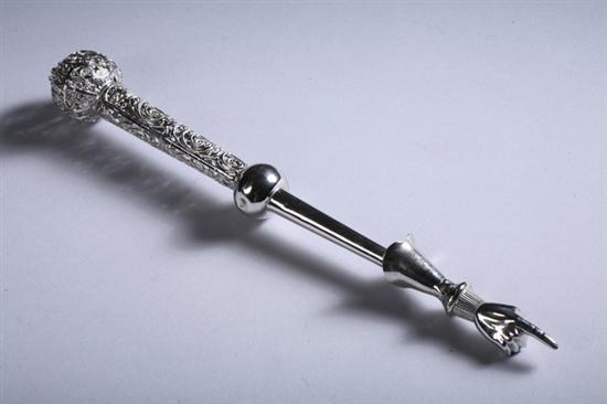 Appraisal: AMERICAN STERLING SILVER TORAH POINTER YAD th century Paston Sterling