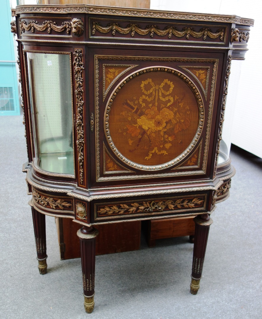 Appraisal: A Louis XVI style gilt metal mounted marquetry inlaid side