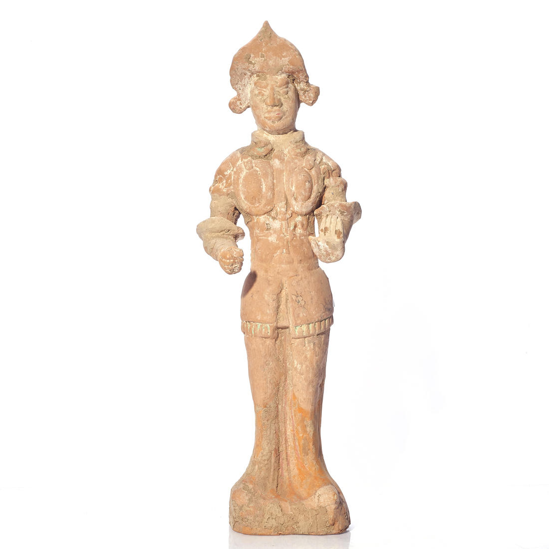 Appraisal: CHINESE TANG DYNASTY TERRACOTTA TOMB GUARDIAN FIGURE Chinese Tang dynasty