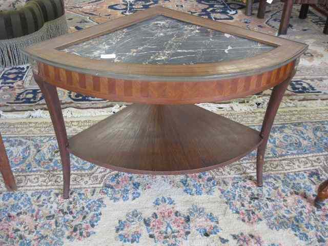 Appraisal: Marble Top Corner Table carved fruit brass trim '' tall