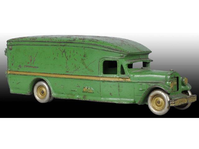 Appraisal: Cast Iron Arcade White Moving Van Toy Description Painted green