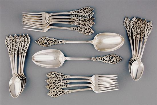 Appraisal: Dominick Haff sterling flatware circa Trianon-pierced pattern comprising spoons L