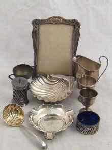 Appraisal: A mixed lot of silver comprising an art nouveau frame