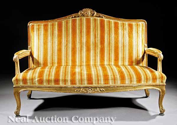 Appraisal: An Antique Louis XV-Style Carved Giltwood Salon Suite th c