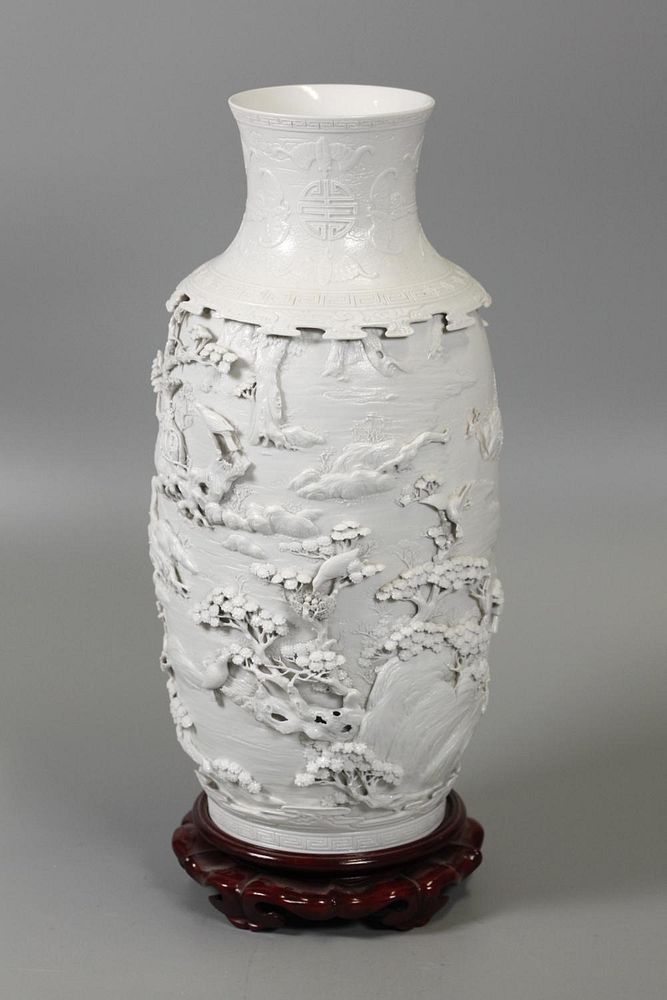 Appraisal: Chinese blanc de chine porcelain vase decorated with landscape motif