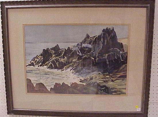 Appraisal: Allan Gardiner th C watercolor of an ocean scene with