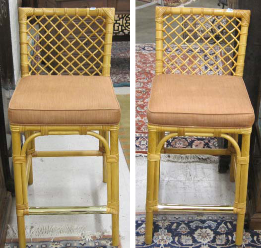 Appraisal: PAIR OF RATTAN BAR STOOLS Bielecky Brothers Inc New York