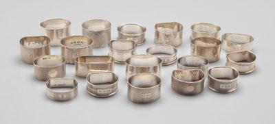 Appraisal: English silver napkin rings oval and D shaped marks for