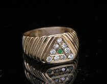 Appraisal: A Ladies' Gold Diamond Emerald Ring k yellow gold ring