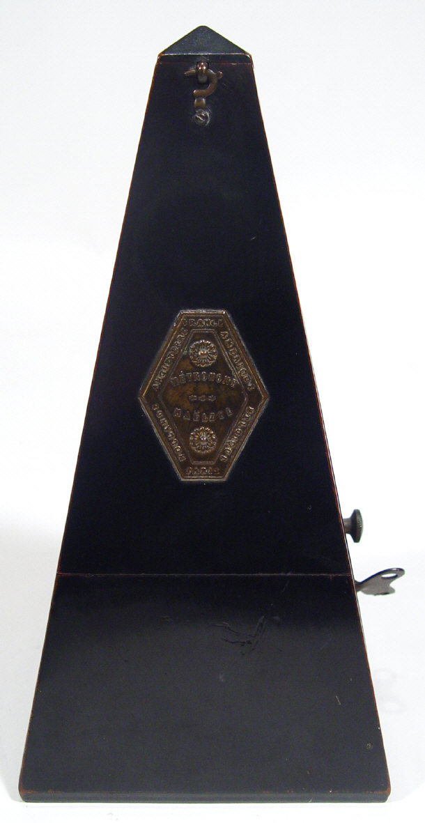 Appraisal: French metronome in a ebonised pyramid shaped case cm high