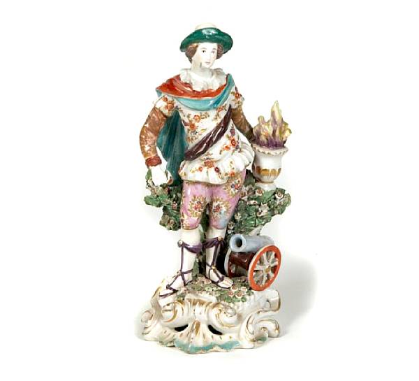 Appraisal: A Staffordshire porcelain figure of a man restored height in