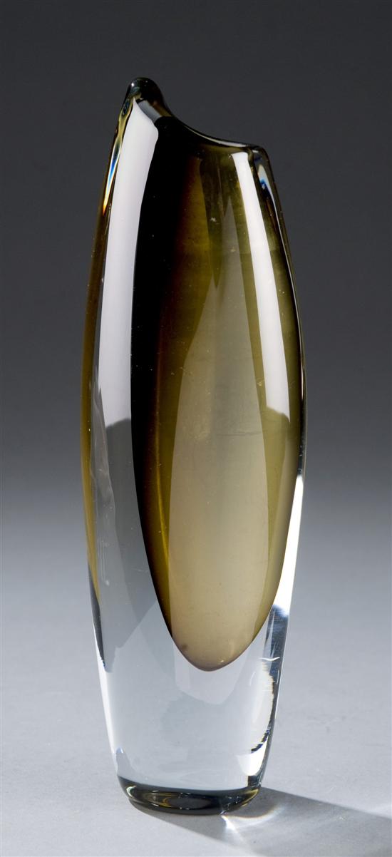 Appraisal: Strombergshyttan Sommerso Asymetrical Vase Sweden Asymetrical teardrop vase of brown