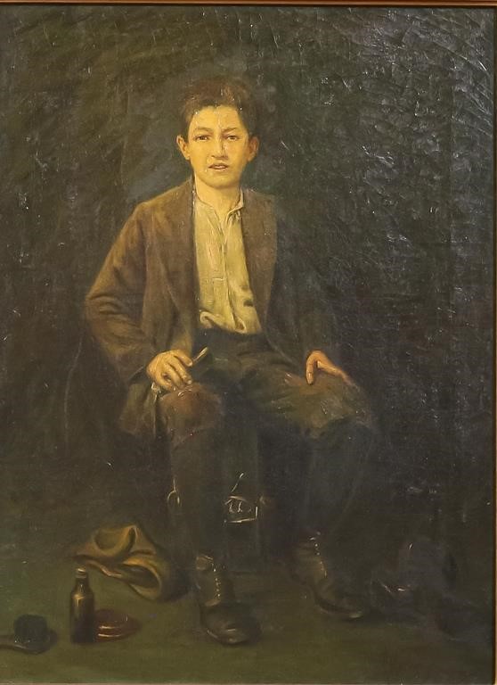 Appraisal: Oil on canvas portrait of a young man English school