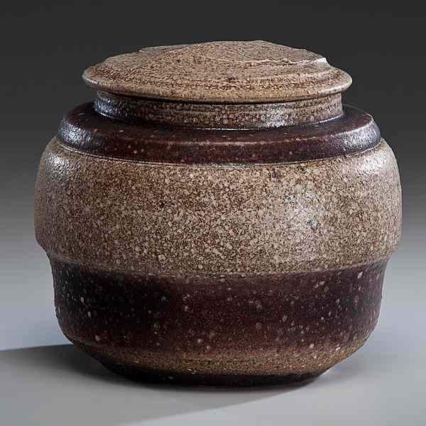 Appraisal: Karen Karnes USA Lidded Salt-Glazed Vesselca Stoneware ht dia in