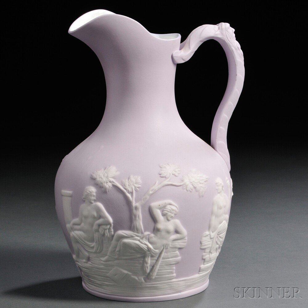 Appraisal: Samuel Alcock Parian Portland Jug England th century lavender ground