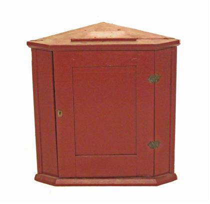 Appraisal: Small Provincial red painted hanging corner cabinet th century