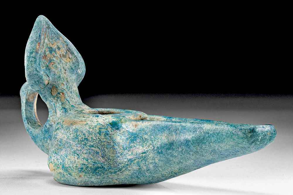 Appraisal: th C Persian Nishapur Glazed Pottery Oil Lamp Near East