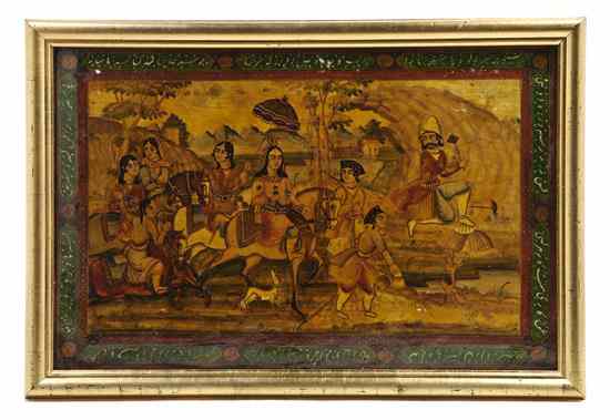 Appraisal: A Persian Lacquered Painting on Board likely th century depicting