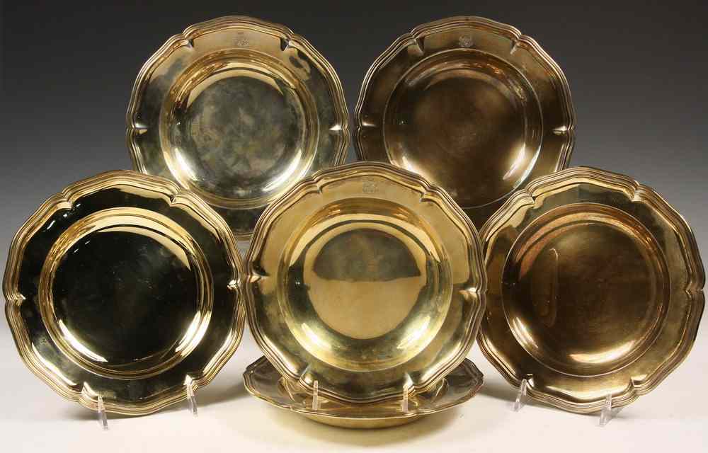 Appraisal: ASSEMBLED SET GILT SILVER RUSSIAN PLATES - Including three by