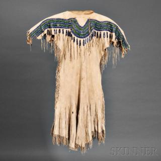 Appraisal: Plateau Beaded Hide Dress c the yoke and fringe with