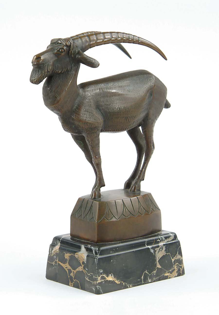 Appraisal: H HEICHLINGER th th Century GAZELLE Bronze figure of a