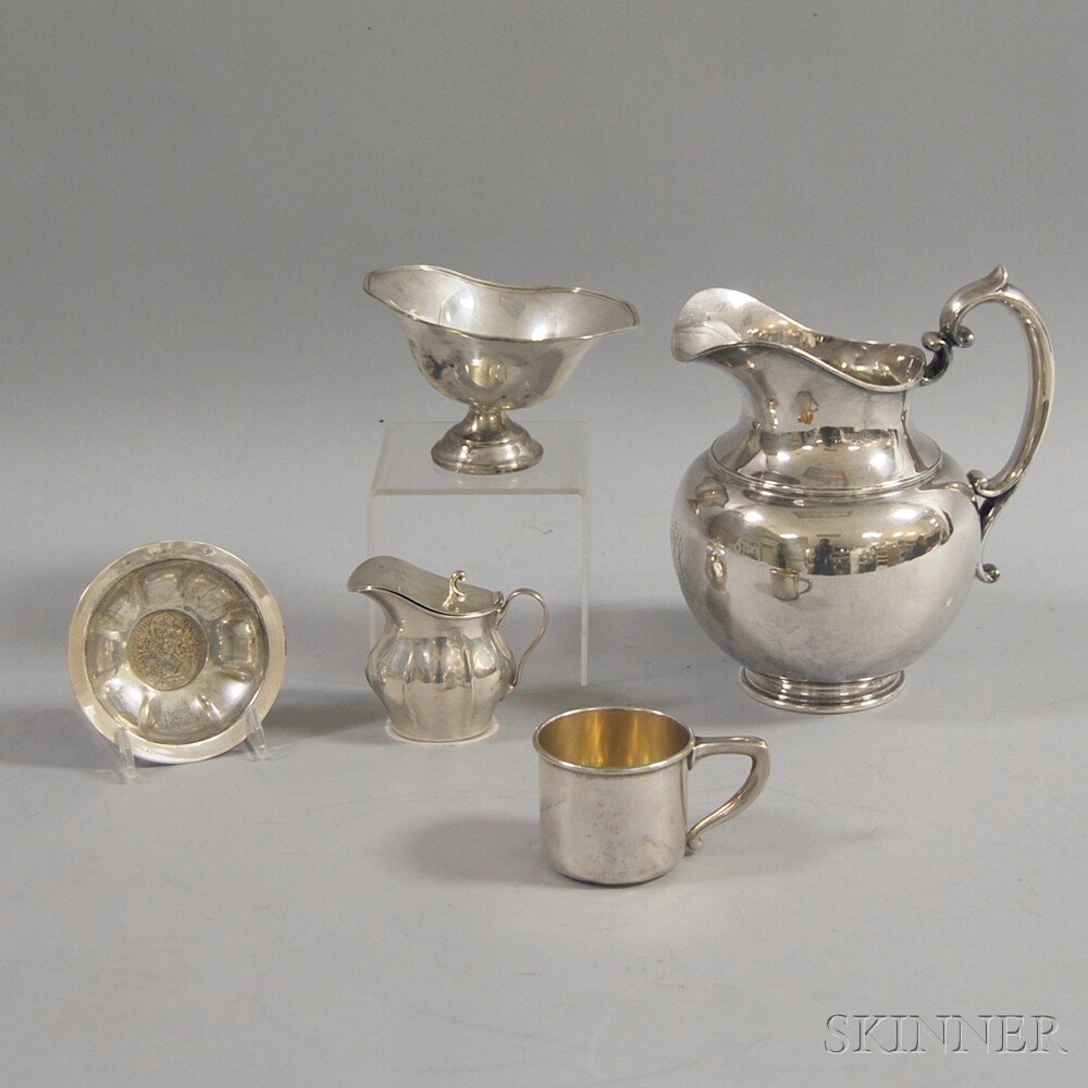 Appraisal: Five Pieces of Sterling Silver Tableware a Durgin water pitcher