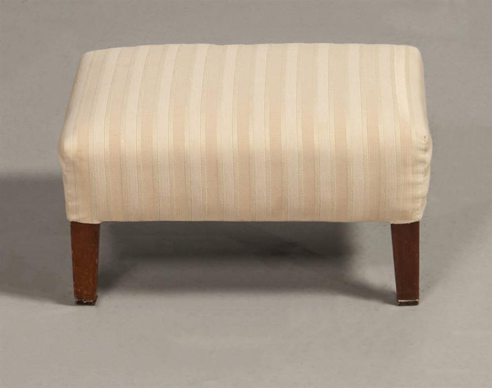 Appraisal: FEDERAL MAHOGANY UPHOLSTERED FOOTSTOOL having an upholstered rectangular frame all