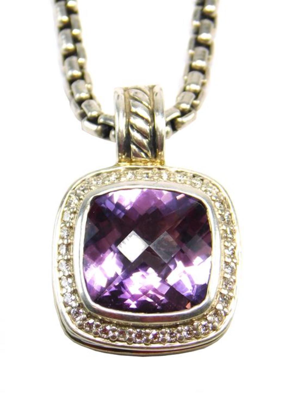 Appraisal: JEWELRY David Yurman Diamond and Amethyst Albion Pendant Necklace set