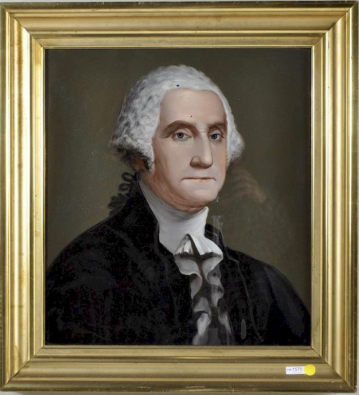 Appraisal: Eglomise Painting George Washington Eglomise painting of George Washington unsigned