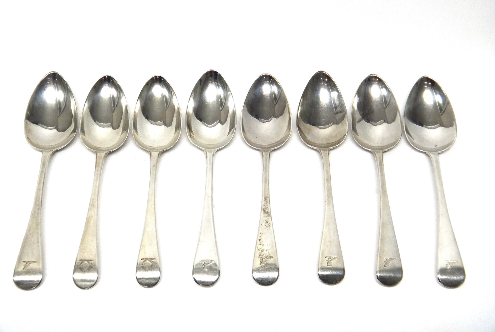 Appraisal: Eight silver Old English pattern tablespoons comprising five London two