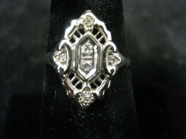 Appraisal: Diamond Ring six diamonds in handmade k whtie gold filigree