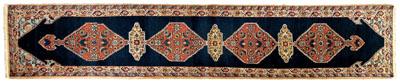 Appraisal: Tabriz runner central medallions and pendants on a blue black