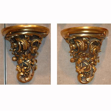 Appraisal: Pair of Italian Rococo Style Gilt-Wood Brackets Estimate -