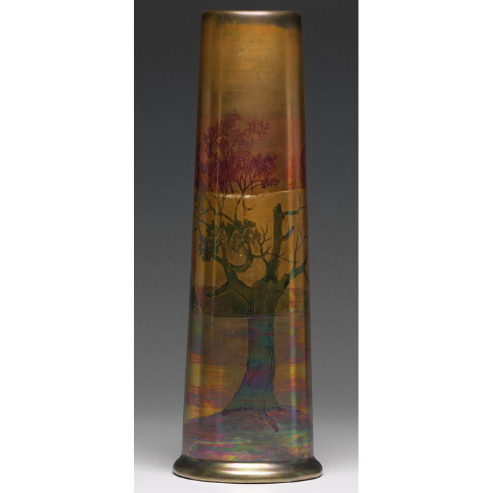 Appraisal: Weller LaSa vase cylindrical shape with a painted landscape with