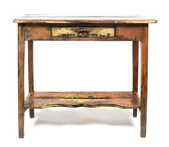 Appraisal: Sale Lot A French Painted Single Drawer Table mid- th