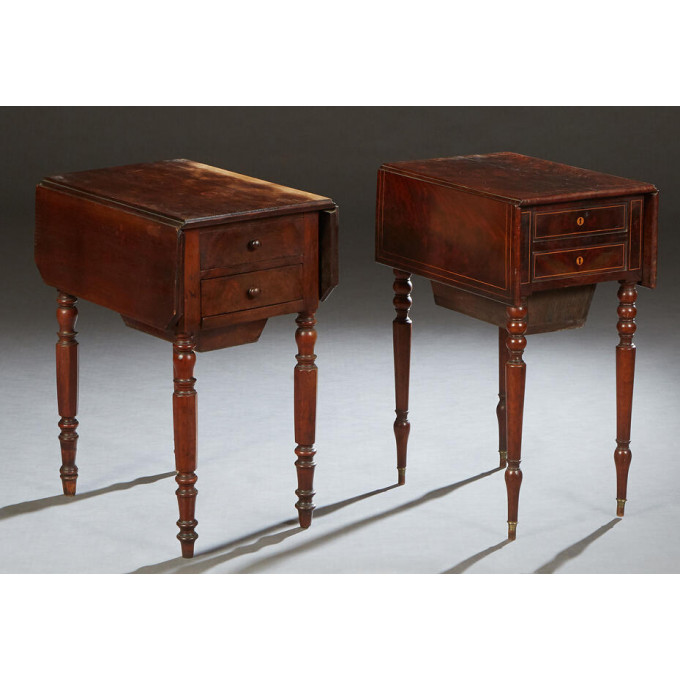 Appraisal: Two French Louis Philippe Carved Walnut Drop Leaf Work Tables