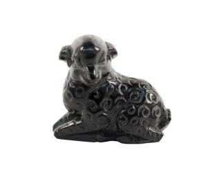 Appraisal: A CHINESE PEKING BLACK GLASS FIGURE OF A SHEEP Qing