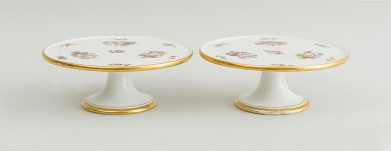 Appraisal: PAIR OF FRENCH PORCELAIN STEMMED CAKE STANDS Each inscribed in