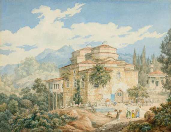 Appraisal: FALKEISEN JOHANN JAKOB Basel View of a villa in Asia