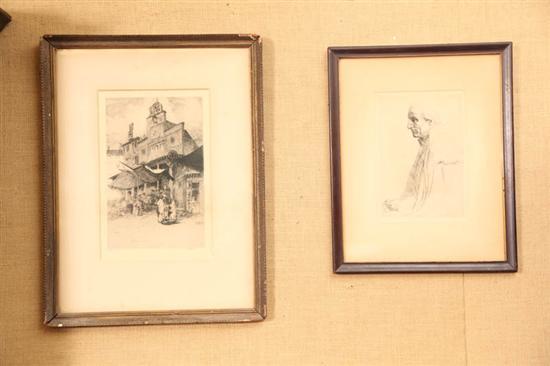 Appraisal: TWO FRAMED PRINTS A gentleman with his hands in his