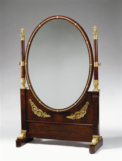 Appraisal: Empire ormolu mounted mahogany cheval mirror first quarter th century