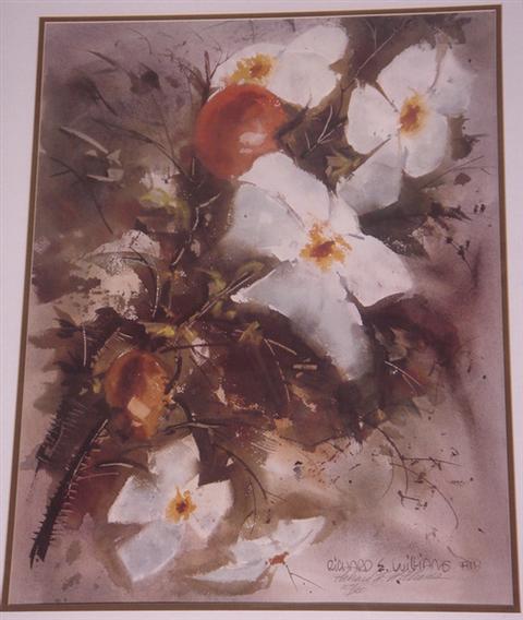 Appraisal: Richard E Williams pencil signed LE print white flowers x