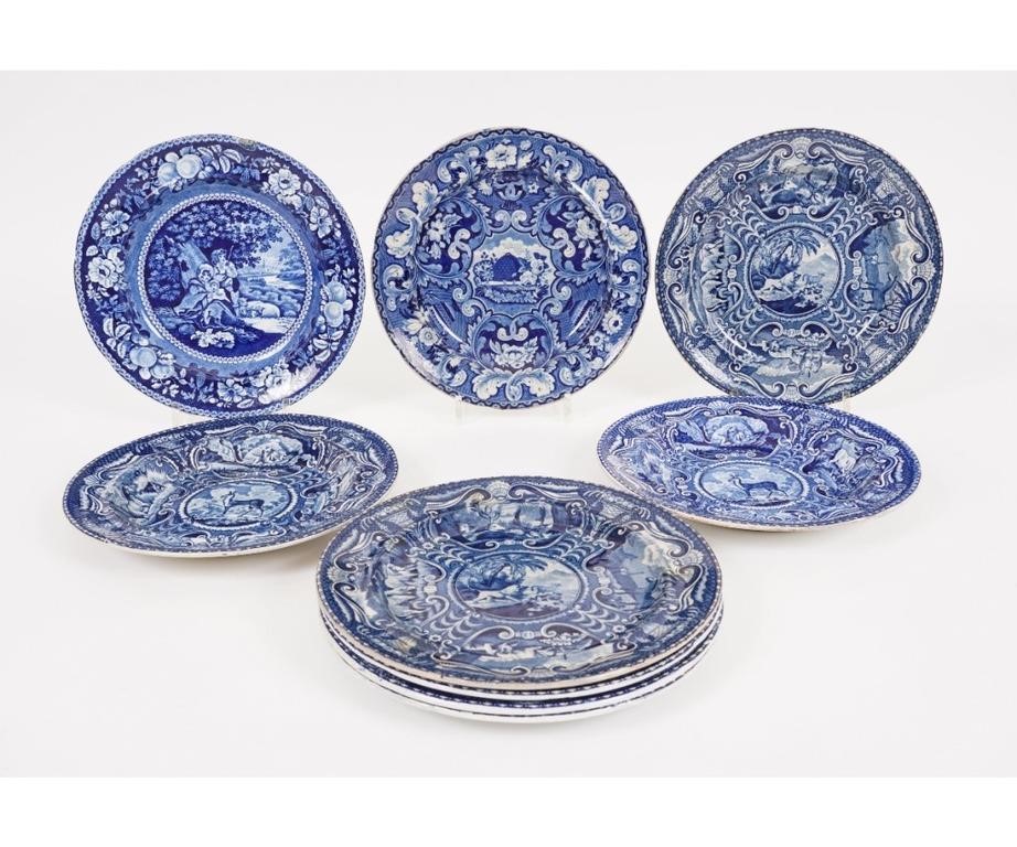 Appraisal: Blue Staffordshire transferware plates bowls early th c many depicting